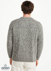 Donegal Tweed Aran Crew Neck Sweater | Silver Fleck