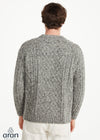 Donegal Tweed Aran Crew Neck Sweater | Silver