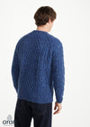 Donegal Tweed Aran Crew Neck Sweater | Blue Fleck