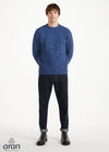 Donegal Tweed Aran Crew Neck Sweater | Blue