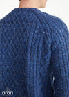 Donegal Tweed Aran Crew Neck Sweater | Blue