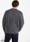 Unisex Aran Handknit Crew Neck Sweater - Silver | 100% Merino Wool