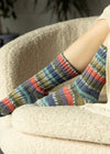 Fair Isle Socks  | Blue Pink Green