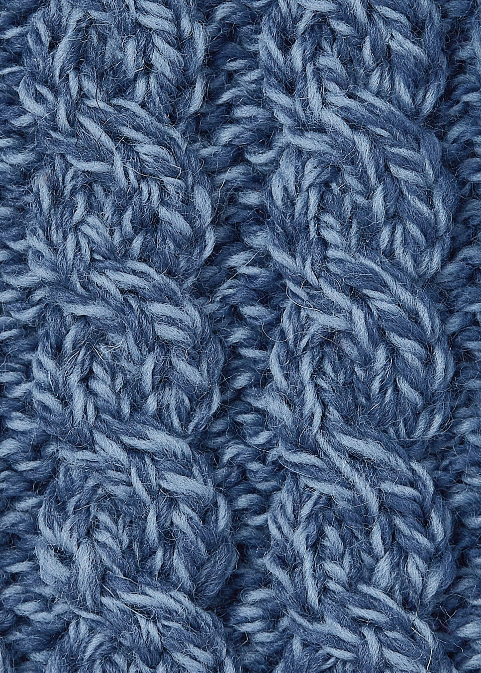 Men's Aran Merino Wool Button Collar Sweater | Denim - Clearance