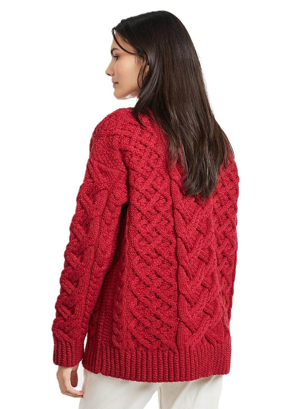 Oversized Aran Trellis Sweater | Red