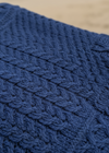 Close-up of a blue knitted fabric texture