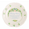 Decorative plate with floral design, rings, and 'Marriage Blessing' text on a white background