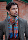 Irish Wool Scarf Short Rust Orange Blue Green Check