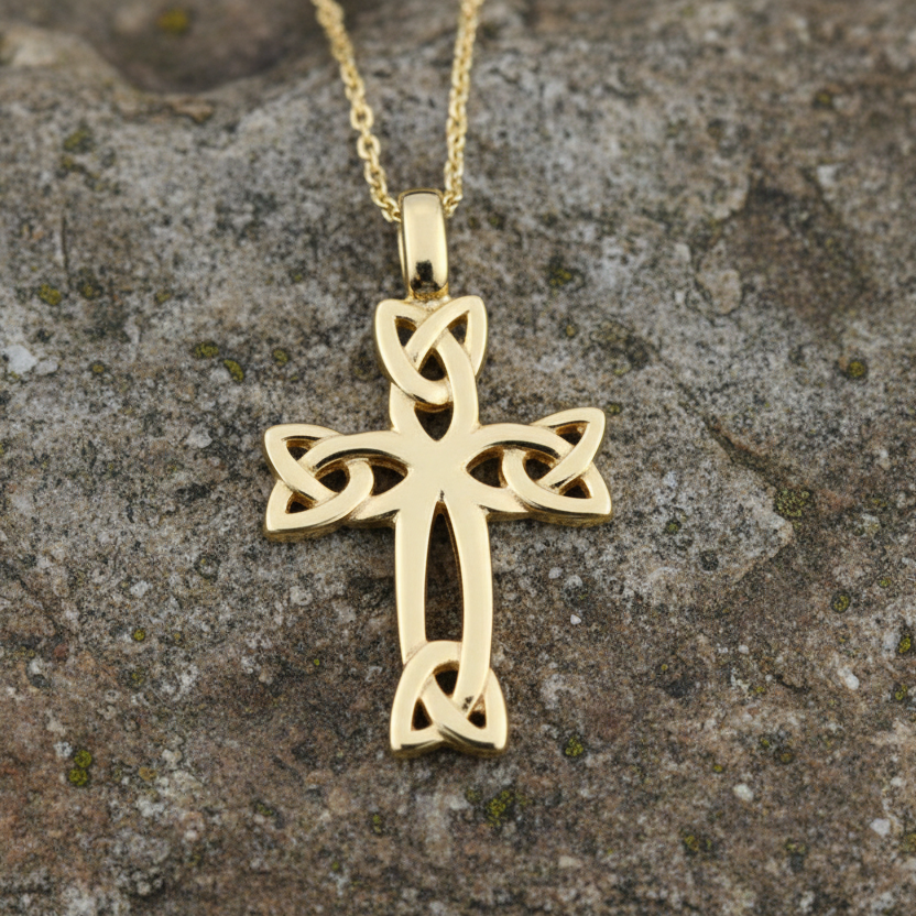 14K Gold Celtic Cross Pendant