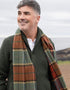 Écharpe en laine d'agneau John Hanly | Carreaux bleu, beige et anthracite | Fabriquée en Irlande