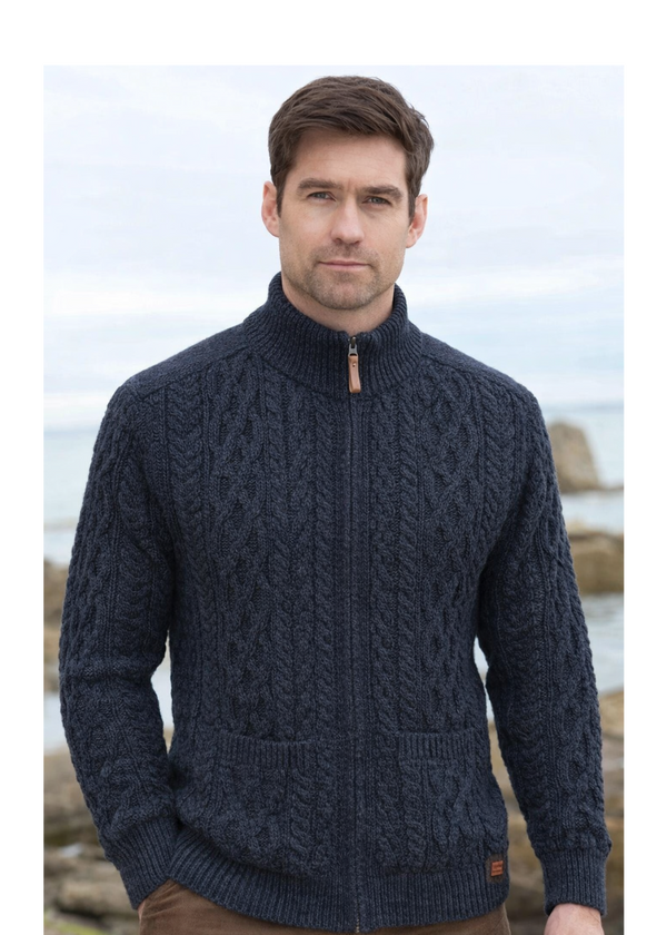 Aran Tweed Zip Cardigan | Men's Irish Merino Wool | Cormorant

