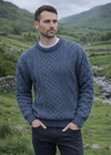 Irish Aran Sweater | Denim Blue | 100% Pure Wool