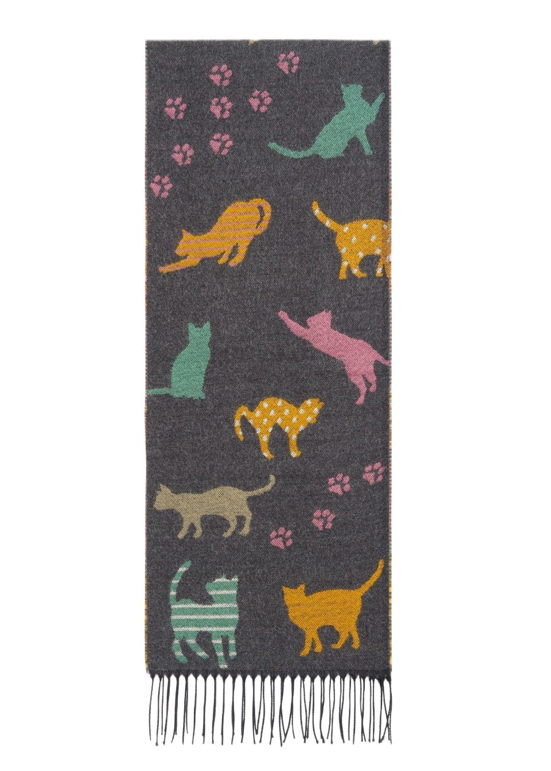 Jimmy Hourihan Fringed Cat Scarf | Charcoal