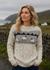Unisex Pure Wool Sheep Aran Sweater | Oatmeal