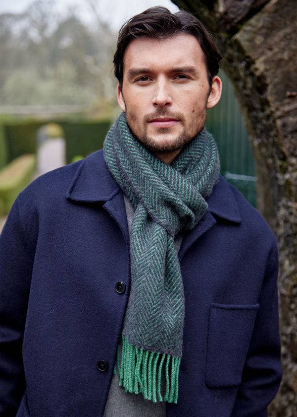 Cashmere Merino Scarf | Green Charcoal