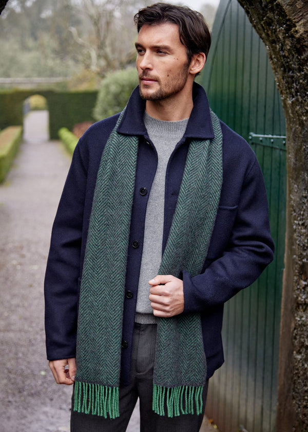 Cashmere Merino Scarf | Green Charcoal