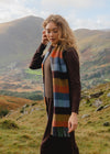 Cashmere Merino Scarf | Mustard Orange Blue Herringbone Block