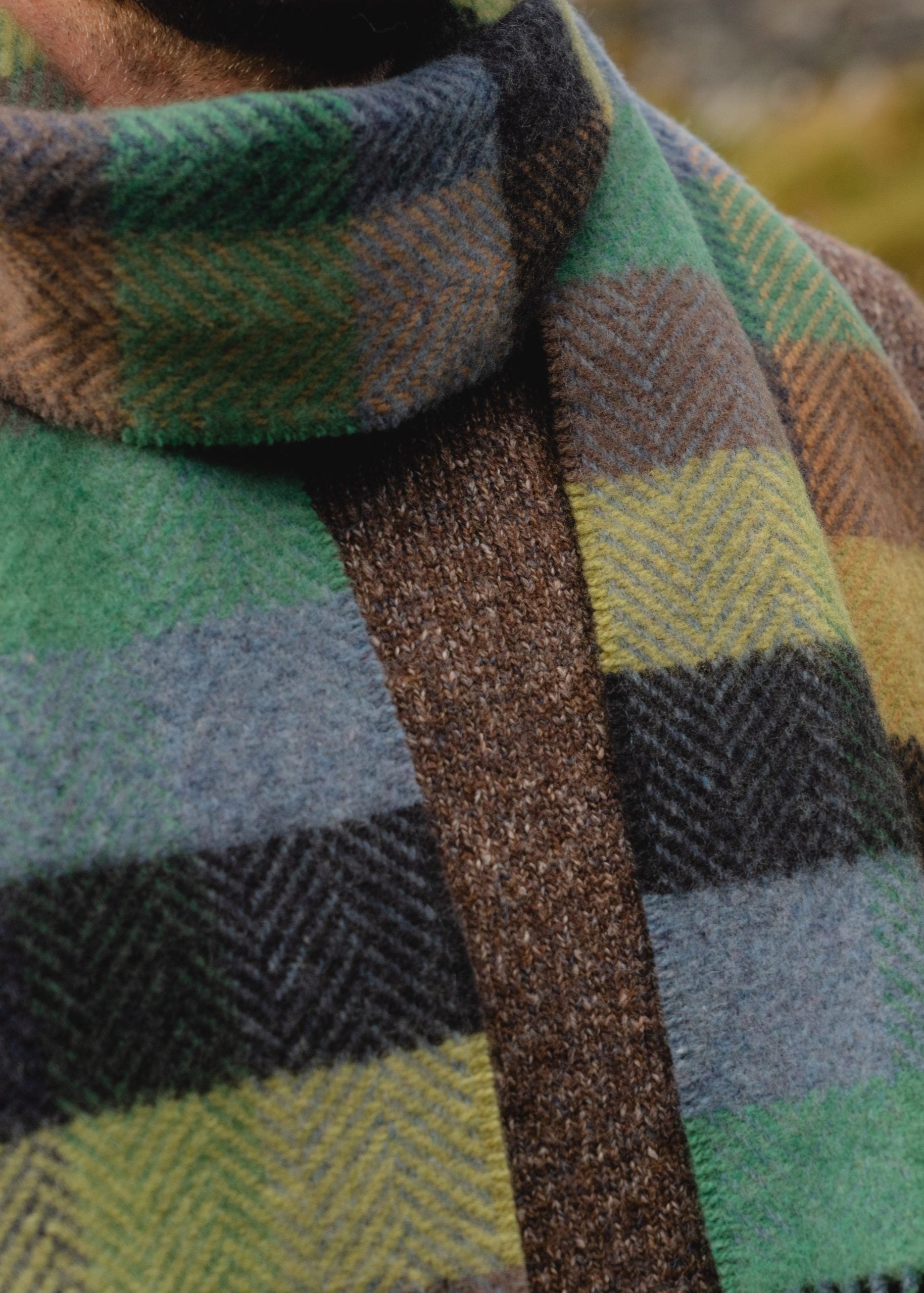 Cashmere Merino Scarf | Green Denim Charcoal