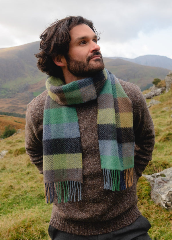 Cashmere Merino Scarf | Green Denim Charcoal