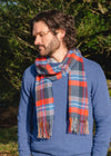 Cashmere Merino Scarf | Denim Orange Navy Check