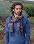 Cashmere Merino Scarf | Denim Orange Navy Check