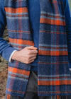 Cashmere Merino Scarf | Denim Orange Navy Check