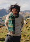 Cashmere Merino Scarf | Green Beige Check