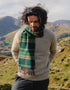 Cashmere Merino Scarf | Green Beige Check