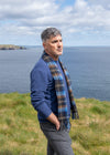 John Hanly Lambswool Scarf | Blue Orange Check | Irish Wool