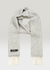 Irish Cashmere Merino Scarf Silver Grey Herringbone