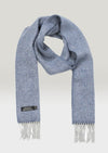 Irish Cashmere Merino Scarf Light Grey Blue Herringbone