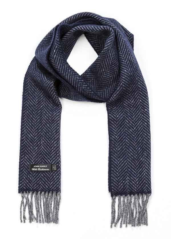 Cashmere Merino Scarf | Grey Navy