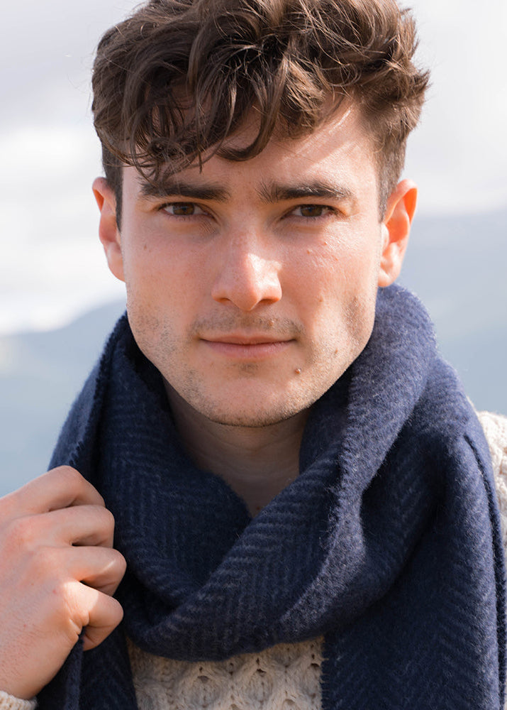 Cashmere Merino Scarf | Grey Navy