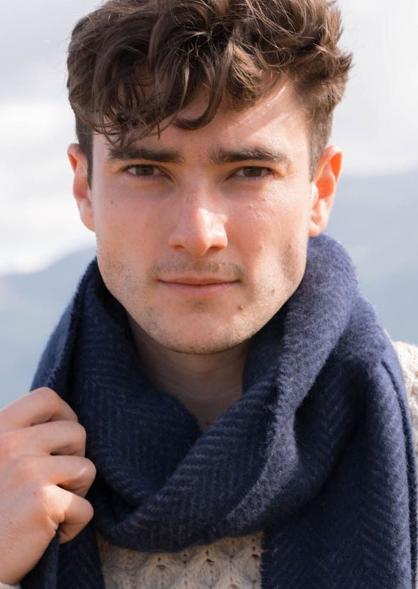 Cashmere Merino Scarf | Grey Navy