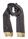 Cashmere Merino Scarf | Navy Mustard Herringbone