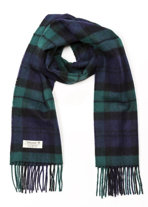 John Hanly Lambswool Scarf | Navy Green Mix