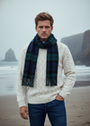 John Hanly Lambswool Scarf | Navy Green Mix