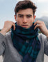 John Hanly Lambswool Scarf | Navy Green Mix