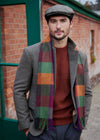 John Hanly Lambswool Scarf | Maroon Green Black Check