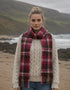 John Hanly Lambswool Scarf | Pink Maroon Check | Irish Heritage