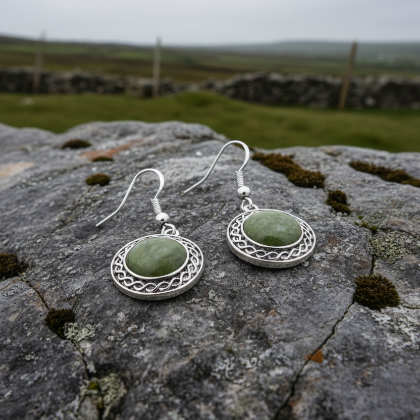 Connemara Marble Celtic Drop Earrings