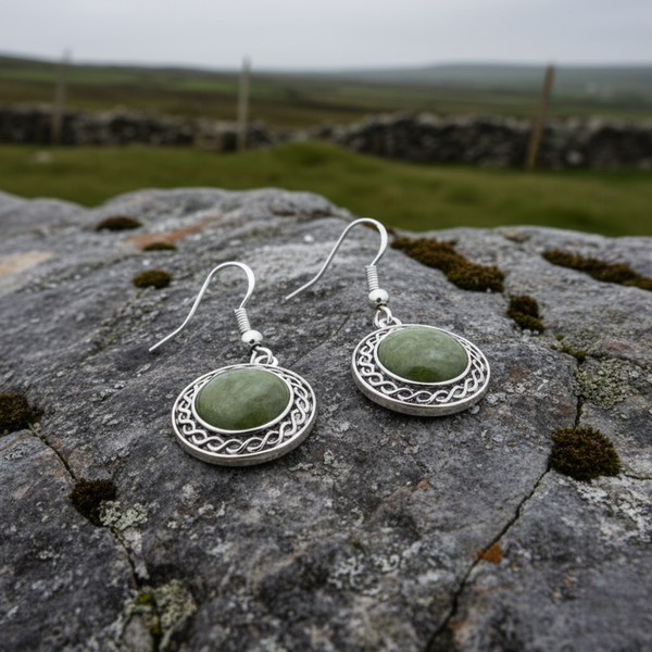 Connemara Marble Celtic Drop Earrings