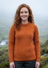 Ladies Slim-Fit Aran Sweater in Terracotta | 100% Merino Wool