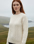 Ladies Slim-Fit Aran Sweater | Premium Merino Wool | Natural