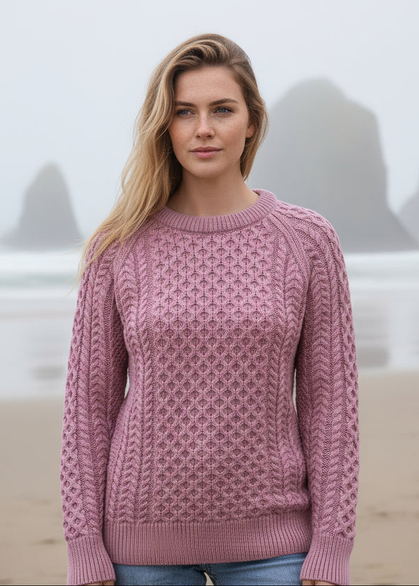 pink aran sweater