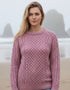 Ladies Slim-Fit Aran Sweater | Pink