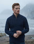 Men's Merino Wool Aran Half Zip Sweater | Deep Water Blue