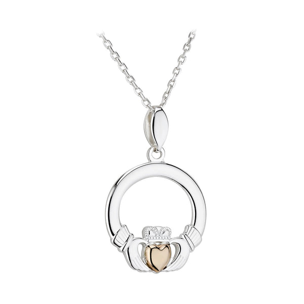 Sterling Silver & 10k Gold Claddagh Pendant