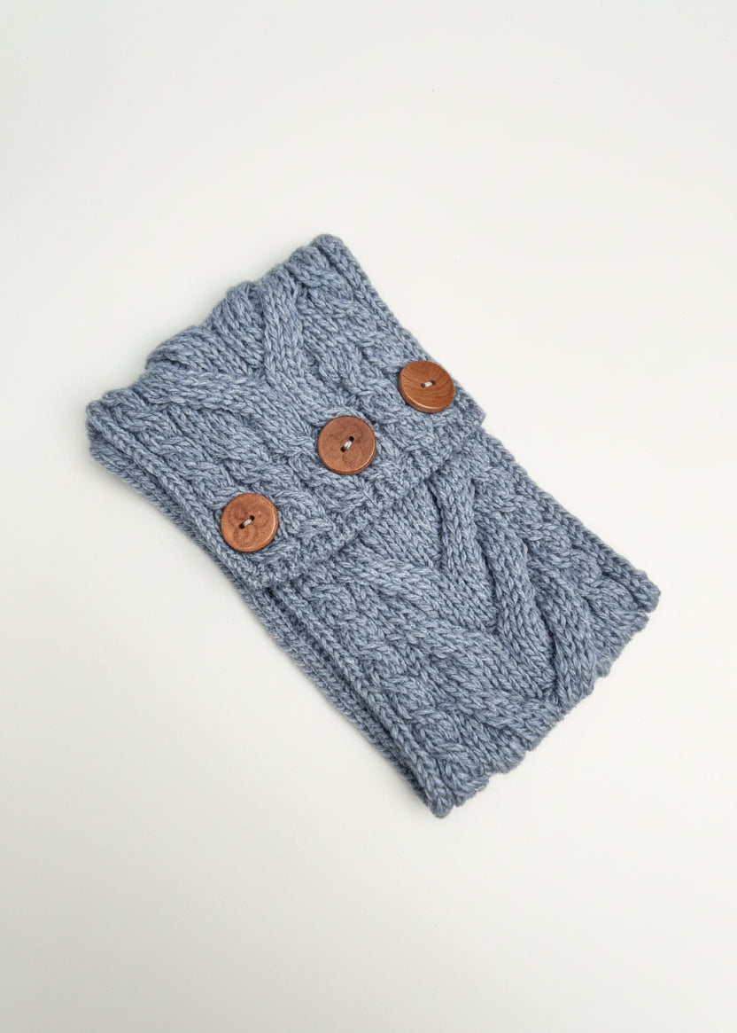 Women's Aran Button Headband | Ocean Grey