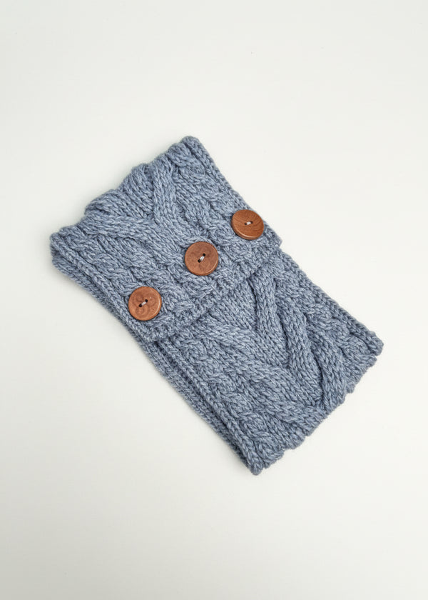 Women's Aran Button Headband | Ocean Grey